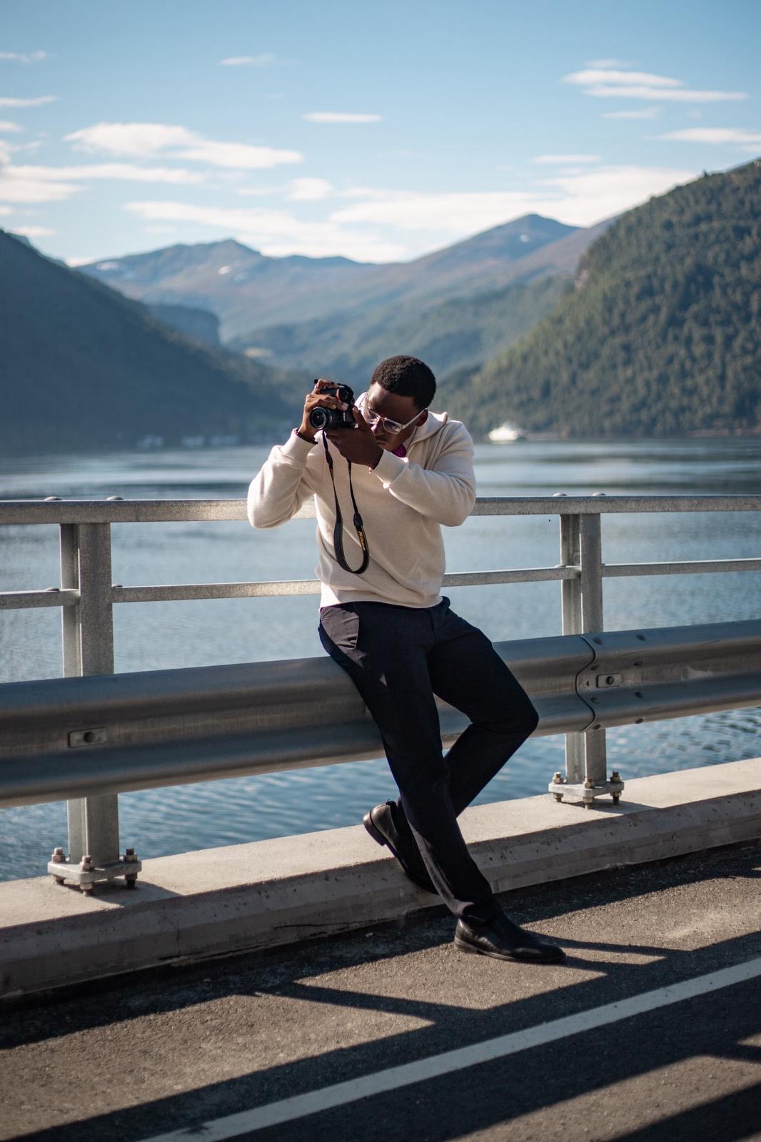 Portrait of the photographer with a film camera